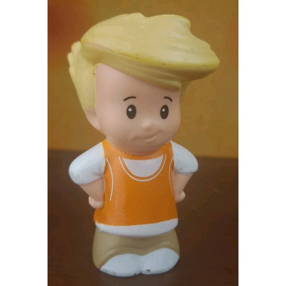 Fisher Price Little People Eddie Blonde Boy Orange Vest Airplane Passenger 2012
